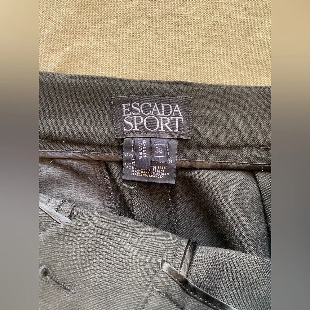 Escada Sport Vintage 90s Womens Black Pleated Cuffed Trouser Style Pant  38 - Picture 9 of 9